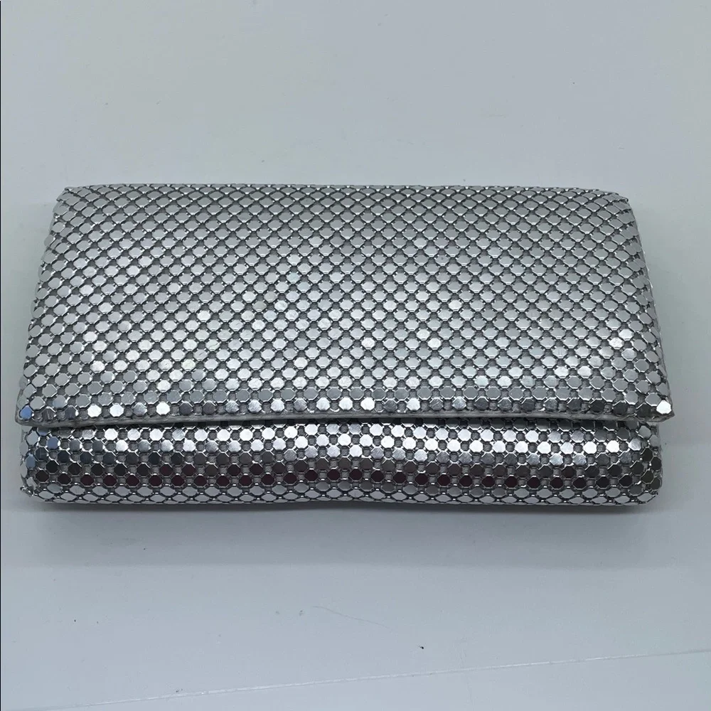 Jessica McClintock Silver Metal Mesh Clutch